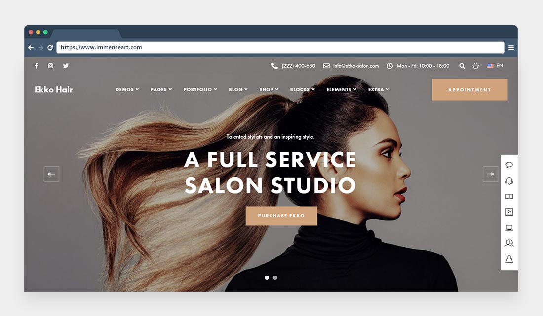 Ekko Hair Salon WordPress Theme