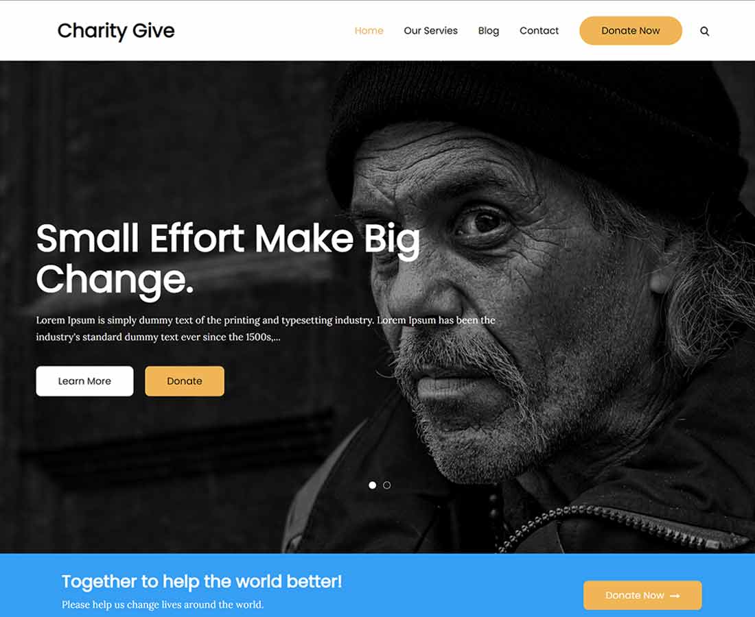 Charity Give Free WordPress Theme