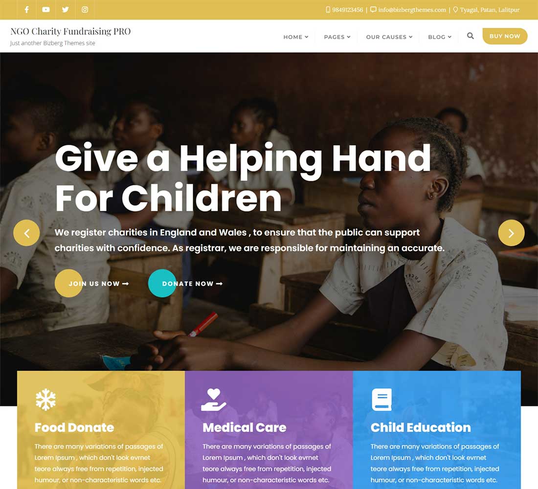 Clean Charity WordPress Theme Free