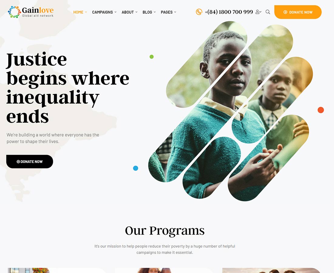 Gainlove - Nonprofit Charity WordPress Theme