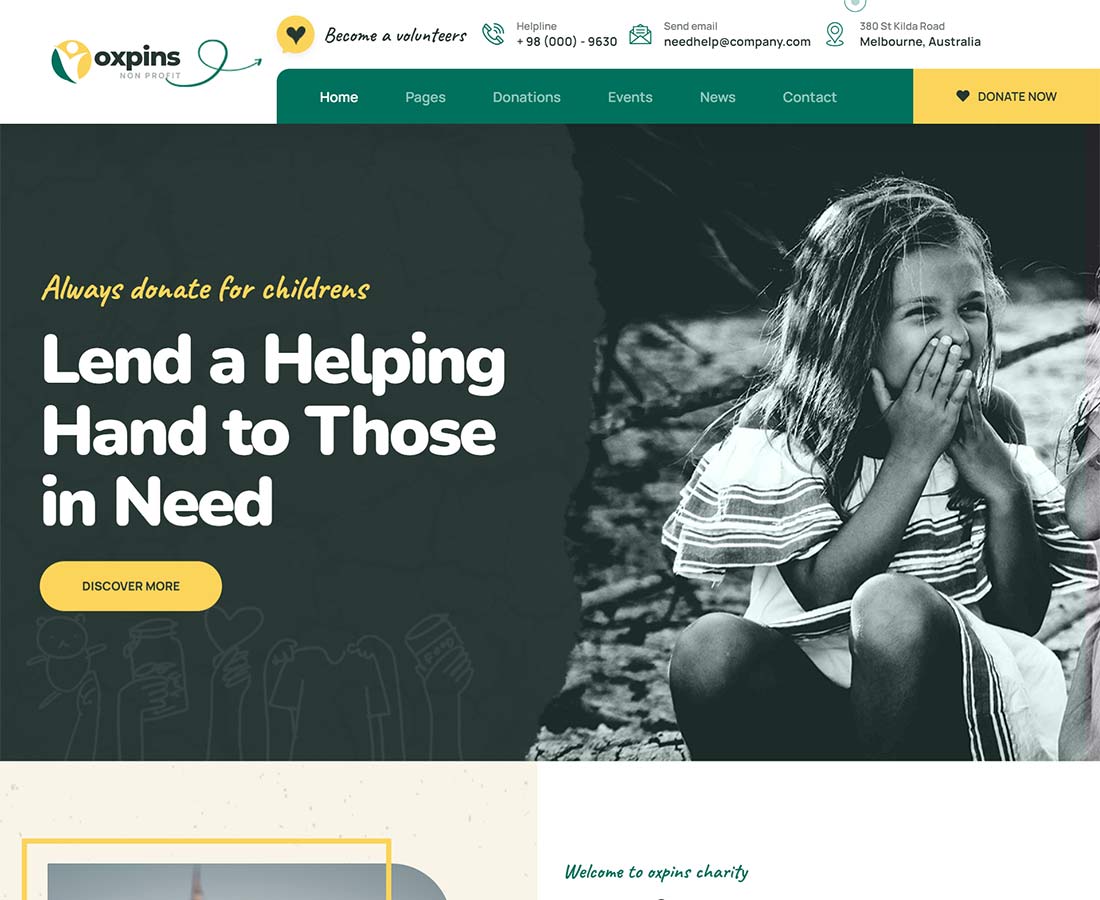 Oxpins – Nonprofit Charity WordPress Theme